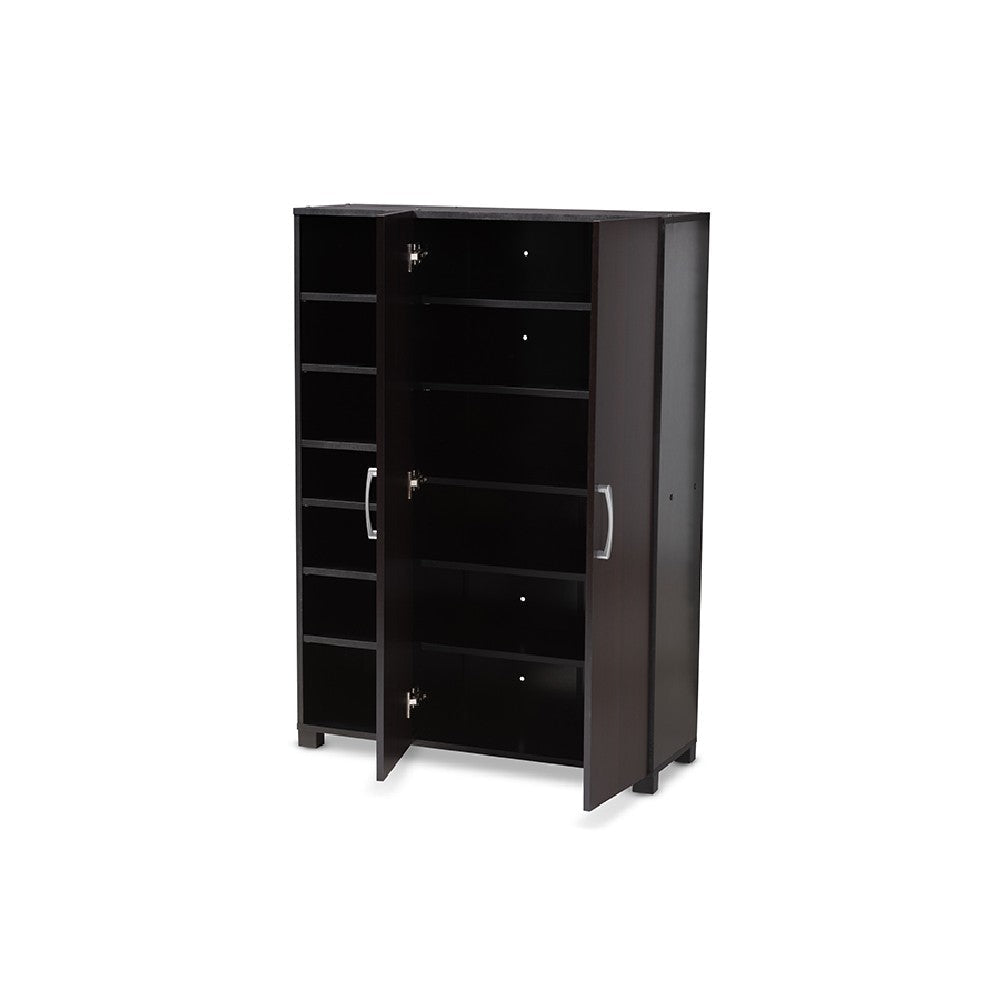 Baxton Studio Marine Modern and Contemporary Two-Tone Wenge and Black Finished 2-Door Wood Entryway Shoe Storage Cabinet with Open Shelves