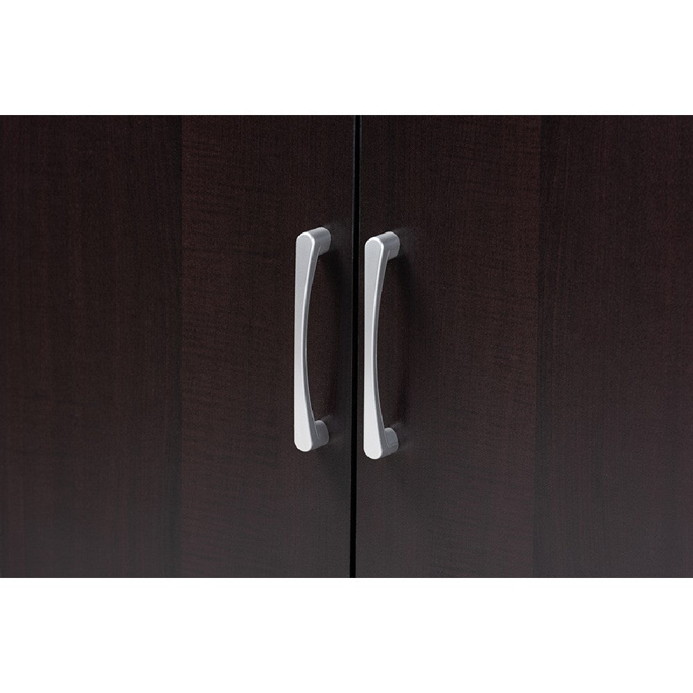 Baxton Studio Marine Modern and Contemporary Two-Tone Wenge and Black Finished 2-Door Wood Entryway Shoe Storage Cabinet with Open Shelves