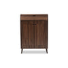 Baxton Studio Cormier Mid-Century Modern Walnut Brown finished 2-Door Wood Entryway Shoe Storage Cabinet WHI-SESC7003-Columbia-Shoe-Cabinet