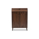 Baxton Studio Cormier Mid-Century Modern Walnut Brown finished 2-Door Wood Entryway Shoe Storage Cabinet WHI-SESC7003-Columbia-Shoe-Cabinet