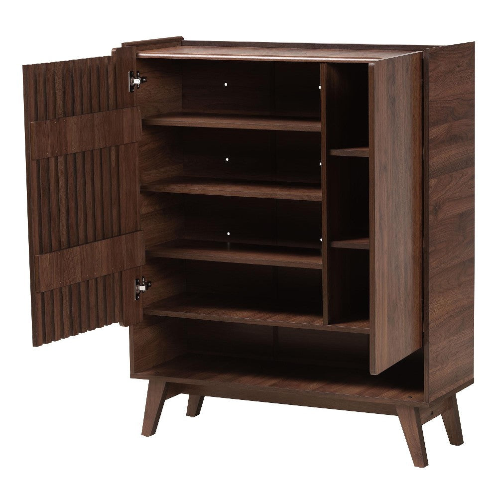 Baxton Studio Paricia Mid-Century Modern Walnut Brown Finished Wood Shoe Cabinet WHI-SESC70340WI-CLB-Shoe-Cabinet