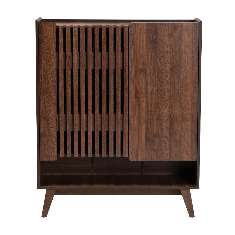 Baxton Studio Paricia Mid-Century Modern Walnut Brown Finished Wood Shoe Cabinet WHI-SESC70340WI-CLB-Shoe-Cabinet