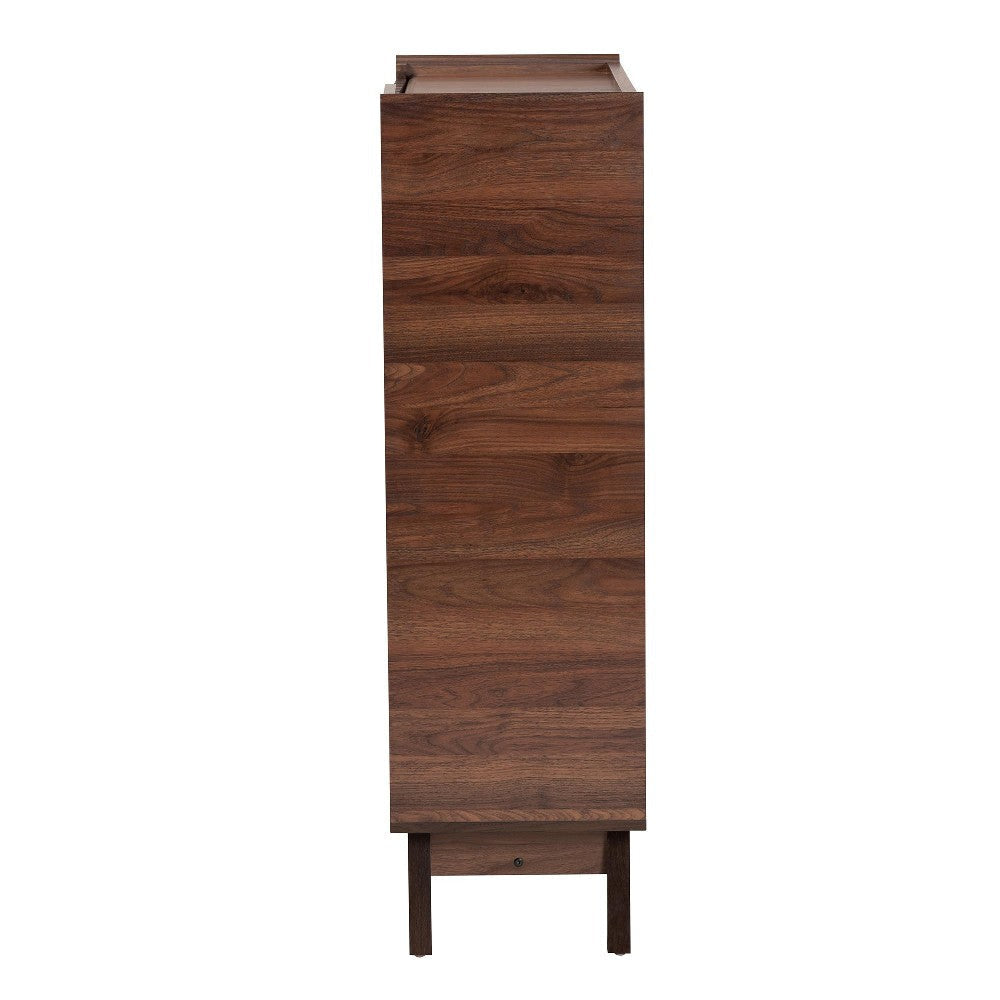 Baxton Studio Paricia Mid-Century Modern Walnut Brown Finished Wood Shoe Cabinet WHI-SESC70340WI-CLB-Shoe-Cabinet