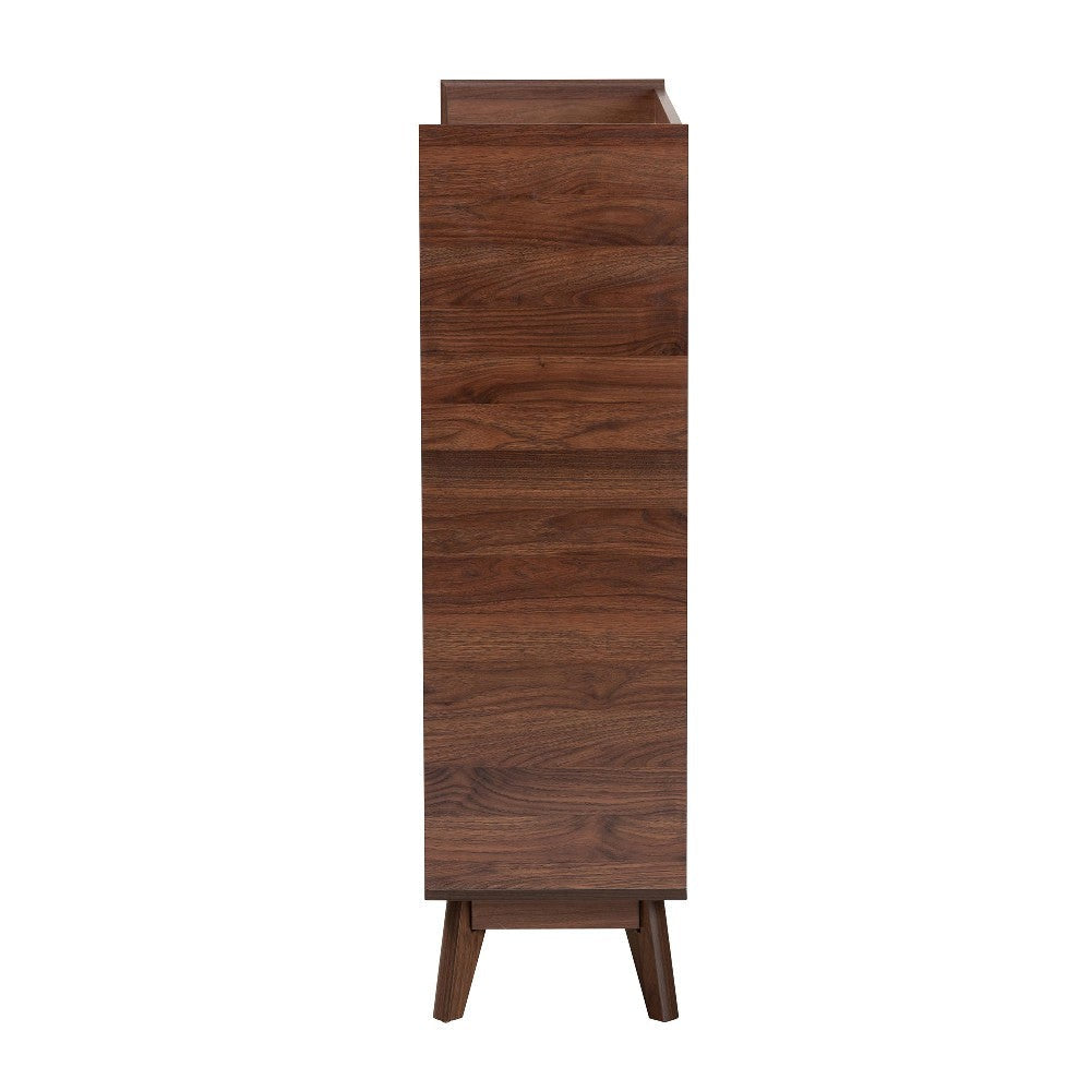 Baxton Studio Delaire Mid-Century Modern Walnut Brown Finished Wood Shoe Cabinet WHI-SESC70350WI-CLB-Shoe-Cabinet