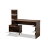 Baxton Studio Tobias Mid-Century Modern Two-Tone White and Walnut Brown Finished Wood Storage Computer Desk with Shelves