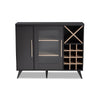 Baxton Studio Pietro Mid-Century Modern Dark Grey and Oak Finished Wine Cabinet