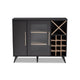 Baxton Studio Pietro Mid-Century Modern Dark Grey and Oak Finished Wine Cabinet