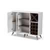 Baxton Studio Pietro Mid-Century Modern White and Brown Finished Wine Cabinet