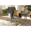 Baxton Studio Sennet Glam and Luxe Grey Velvet Fabric Upholstered Gold Finished Armchair