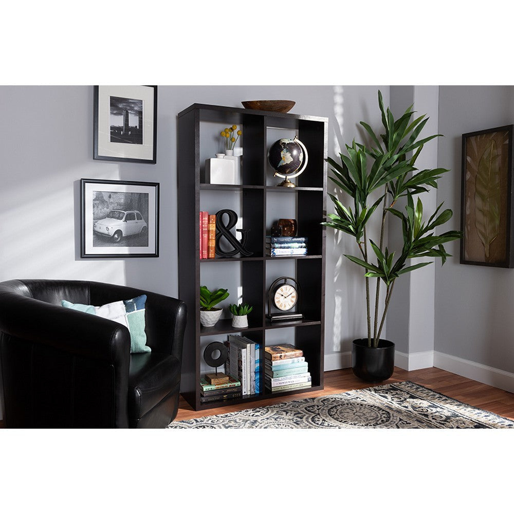 Baxton Studio Janne Modern and Contemporary Dark Brown Finished 8-Cube Multipurpose Storage Shelf