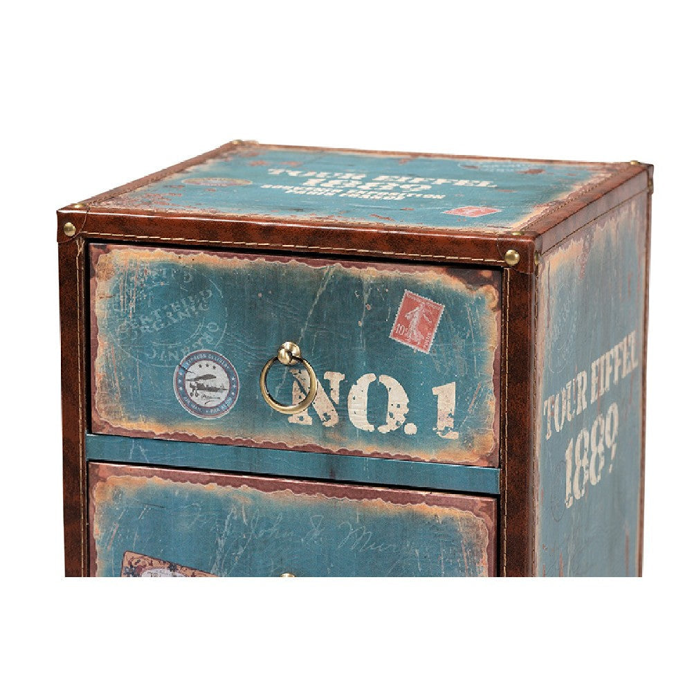 Baxton Studio Alba Vintage Rustic French Inspired Blue Finished Wood 5-Drawer Accent Storage Cabinet WHI-SJ14502-Blue-5DW-Cabinet