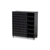 Baxton Studio Shirley Modern and Contemporary Dark Grey Finished 2-Door Wood Shoe Storage Cabinet with Open Shelves