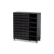 Baxton Studio Shirley Modern and Contemporary Dark Grey Finished 2-Door Wood Shoe Storage Cabinet with Open Shelves