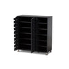Baxton Studio Shirley Modern and Contemporary Dark Grey Finished 2-Door Wood Shoe Storage Cabinet with Open Shelves