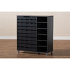 Baxton Studio Shirley Modern and Contemporary Dark Grey Finished 2-Door Wood Shoe Storage Cabinet with Open Shelves