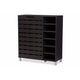 Baxton Studio Shirley Modern and Contemporary Dark Brown Wood 2-Door Shoe Cabinet with Open Shelves