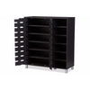 Baxton Studio Shirley Modern and Contemporary Dark Brown Wood 2-Door Shoe Cabinet with Open Shelves