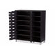 Baxton Studio Shirley Modern and Contemporary Dark Brown Wood 2-Door Shoe Cabinet with Open Shelves