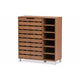 Baxton Studio Shirley Modern and Contemporary ’Walnut’ Medium Brown Wood 2-Door Shoe Cabinet with Open Shelves