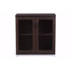 Baxton Studio Zentra Modern and Contemporary Dark Brown Sideboard Storage Cabinet with Glass Doors WHI-SR-890001-Wenge