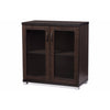 Baxton Studio Zentra Modern and Contemporary Dark Brown Sideboard Storage Cabinet with Glass Doors WHI-SR-890001-Wenge