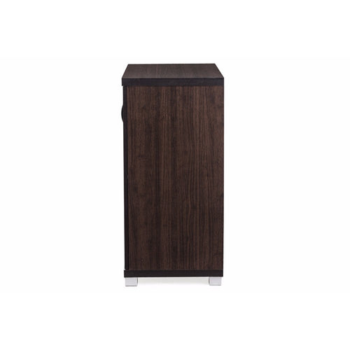 Baxton Studio Zentra Modern and Contemporary Dark Brown Sideboard Storage Cabinet with Glass Doors