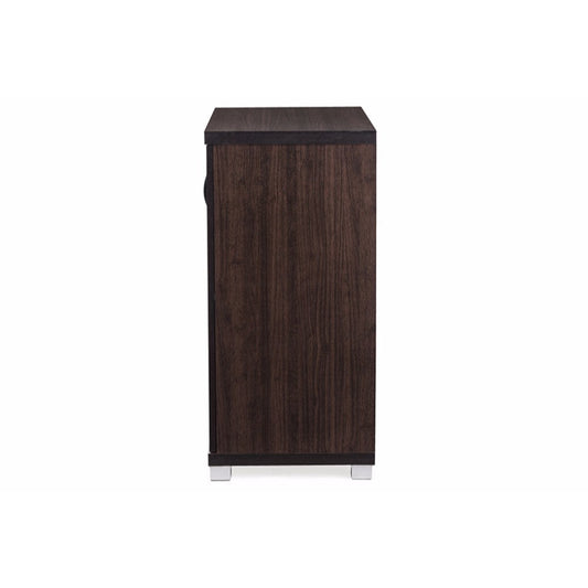Baxton Studio Zentra Modern and Contemporary Dark Brown Sideboard Storage Cabinet with Glass Doors