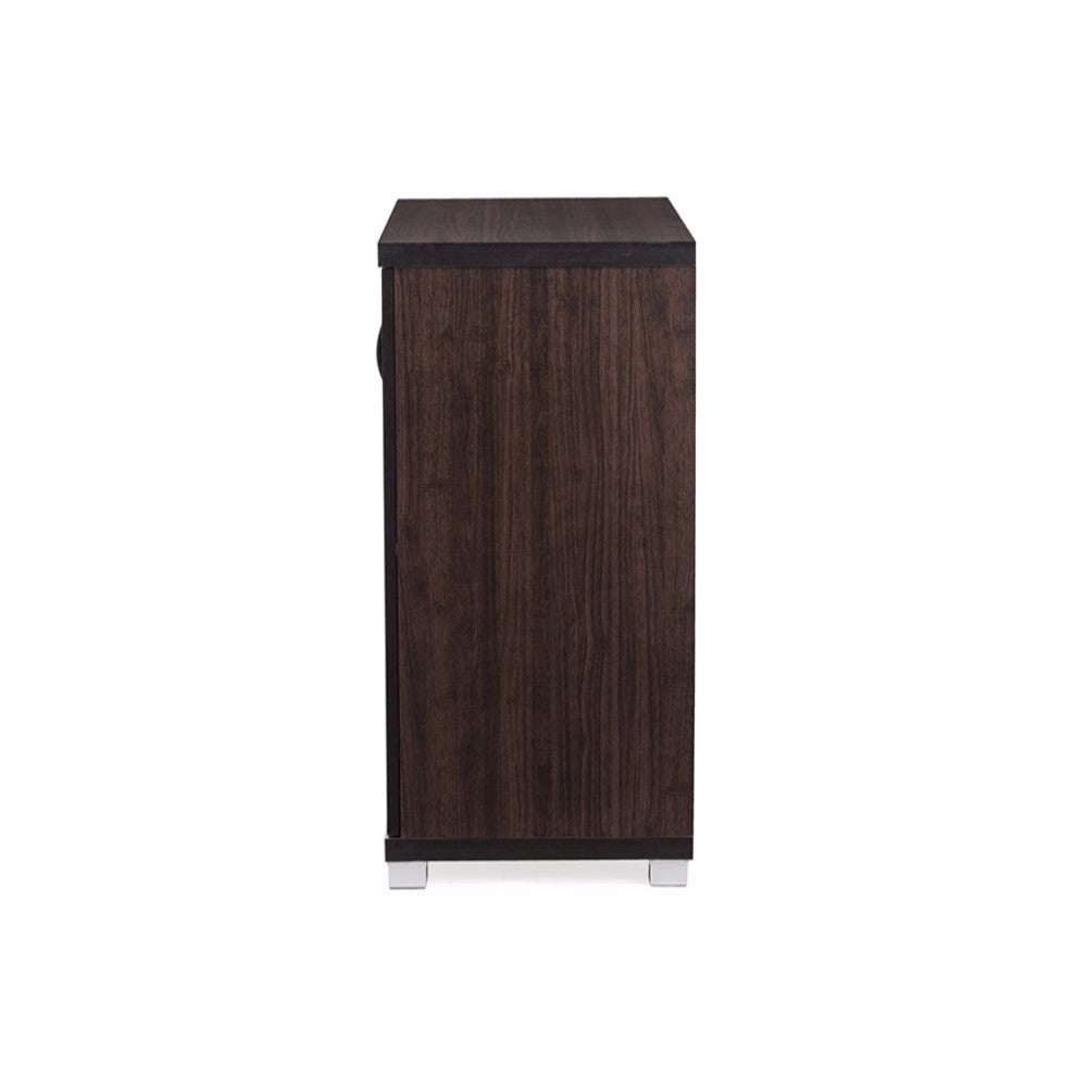 Baxton Studio Zentra Modern and Contemporary Dark Brown Sideboard Storage Cabinet with Glass Doors