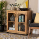Baxton Studio Zentra Modern and Contemporary Oak Brown Finished Wood 2-Door Storage Cabinet with Glass Doors WHI-SR-890001-Wotan-Oak