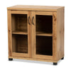 Baxton Studio Zentra Modern and Contemporary Oak Brown Finished Wood 2-Door Storage Cabinet with Glass Doors WHI-SR-890001-Wotan-Oak