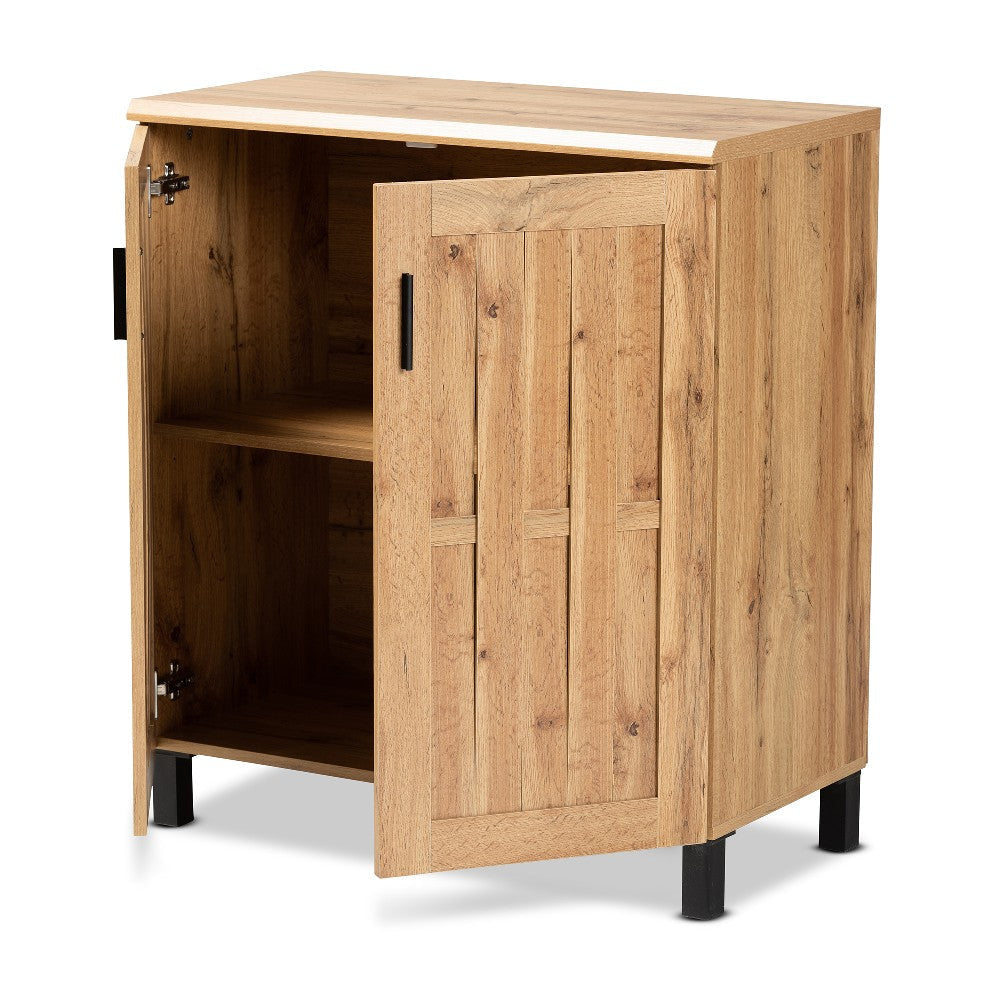 Baxton Studio Excel Modern and Contemporary Oak Brown Finished Wood 2-Door Storage Cabinet WHI-SR-890005-H-Wotan-Oak