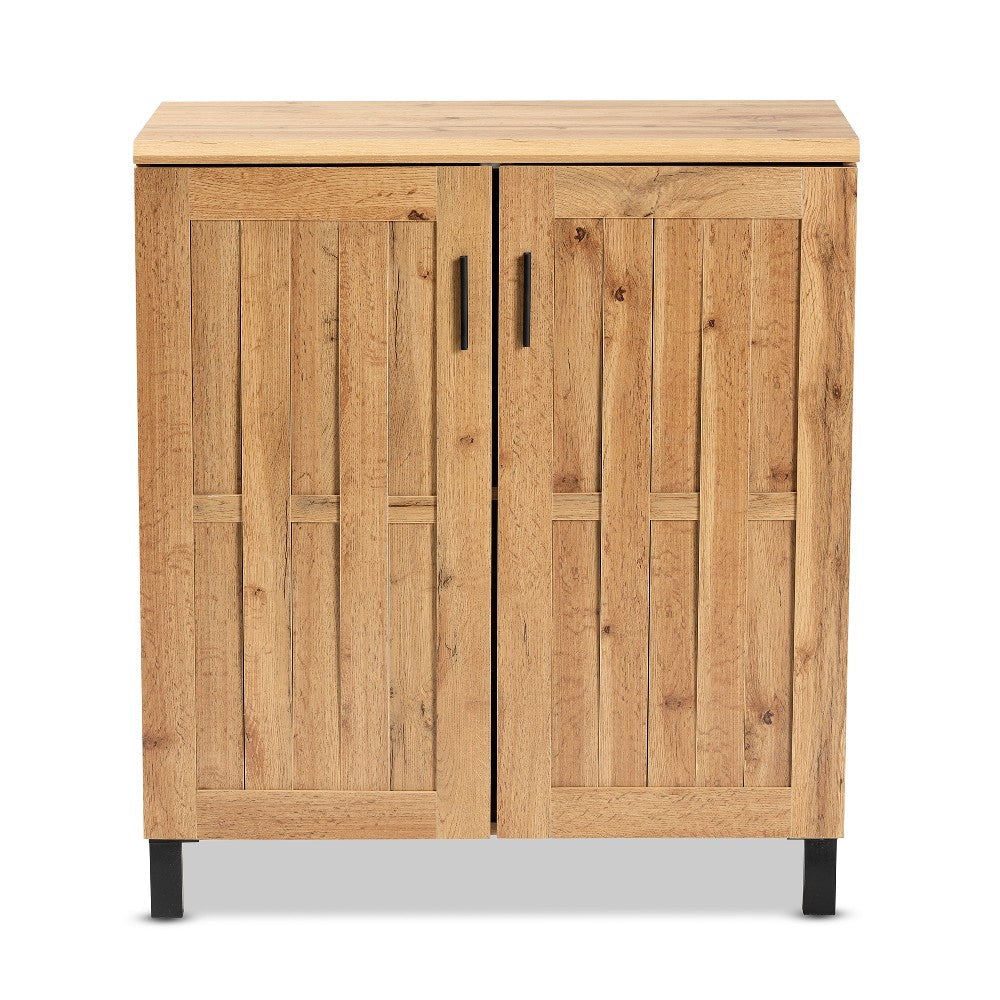 Baxton Studio Excel Modern and Contemporary Oak Brown Finished Wood 2-Door Storage Cabinet WHI-SR-890005-H-Wotan-Oak