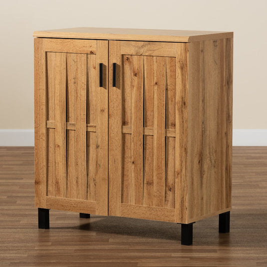 Baxton Studio Excel Modern and Contemporary Oak Brown Finished Wood 2-Door Storage Cabinet