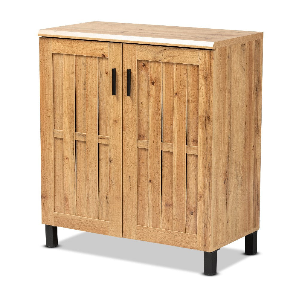 Baxton Studio Excel Modern and Contemporary Oak Brown Finished Wood 2-Door Storage Cabinet WHI-SR-890005-H-Wotan-Oak