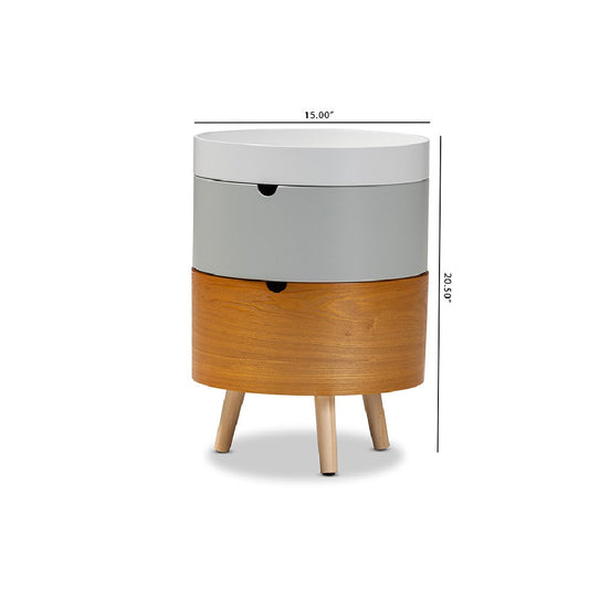 Baxton Studio Elison Mid-Century Modern Multi Color 3-Tier Wood End Table