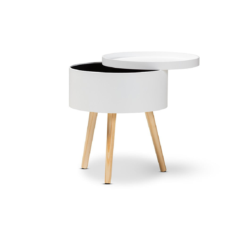 Baxton Studio Jessen Mid-Century Modern White Wood End Table with Removable Top WHI-SR1703018-White-ET
