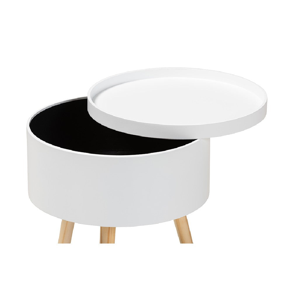 Baxton Studio Jessen Mid-Century Modern White Wood End Table with Removable Top WHI-SR1703018-White-ET