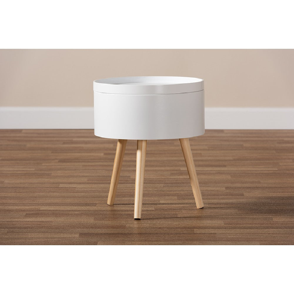 Baxton Studio Jessen Mid-Century Modern White Wood End Table with Removable Top WHI-SR1703018-White-ET