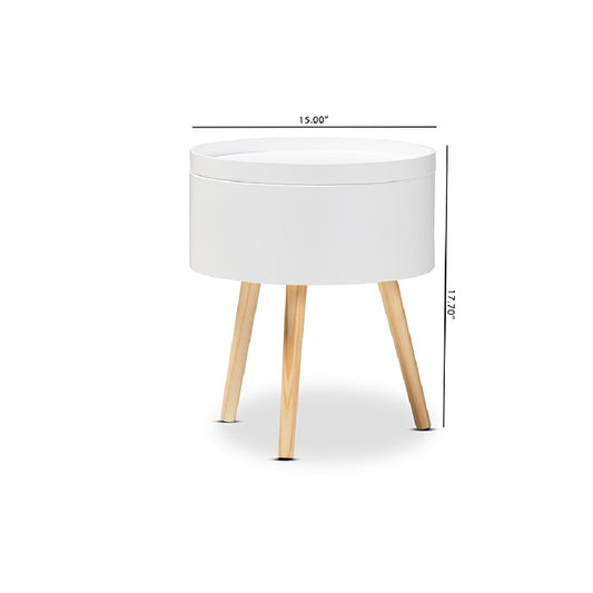 Baxton Studio Jessen Mid-Century Modern White Wood End Table with Removable Top