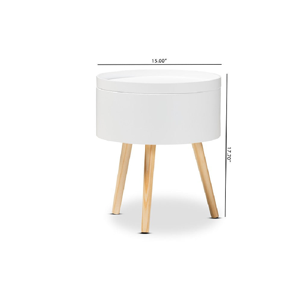 Baxton Studio Jessen Mid-Century Modern White Wood End Table with Removable Top