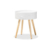 Baxton Studio Jessen Mid-Century Modern White 1-Drawer Wood End Table WHI-SR1703019-White-ET