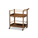 Baxton Studio Tahir Modern and Contemporary Walnut Brown Finished Wood and Antique Gold Finished Metal 2-Tier Mobile Bar Cart