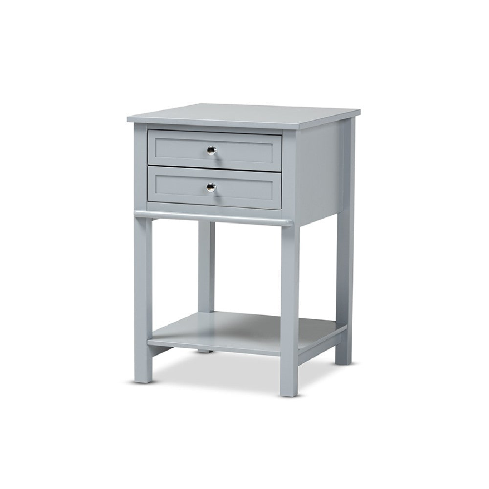 Baxton Studio Willow Modern Transitional Light Grey Finished 2-Drawer Wood End Table