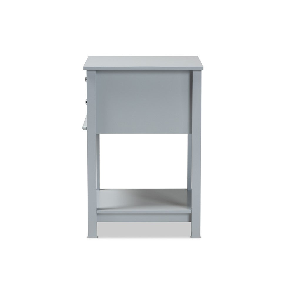 Baxton Studio Willow Modern Transitional Light Grey Finished 2-Drawer Wood End Table