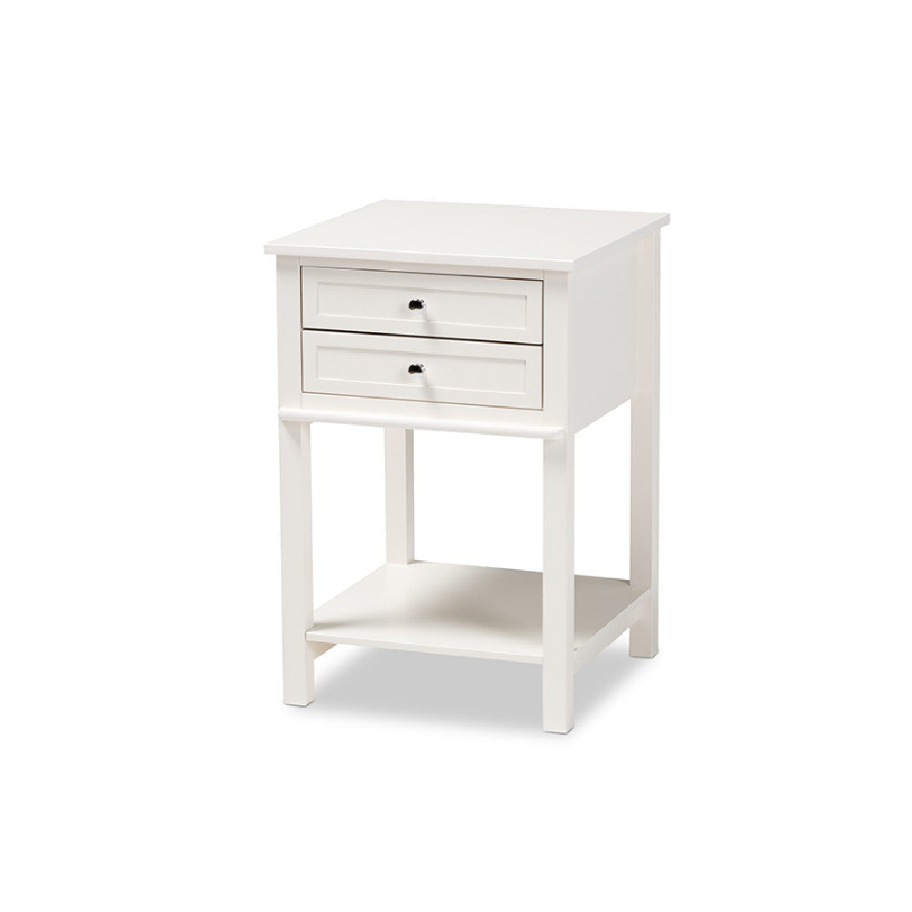 Baxton Studio Willow Modern Transitional White Finished 2-Drawer Wood End Table