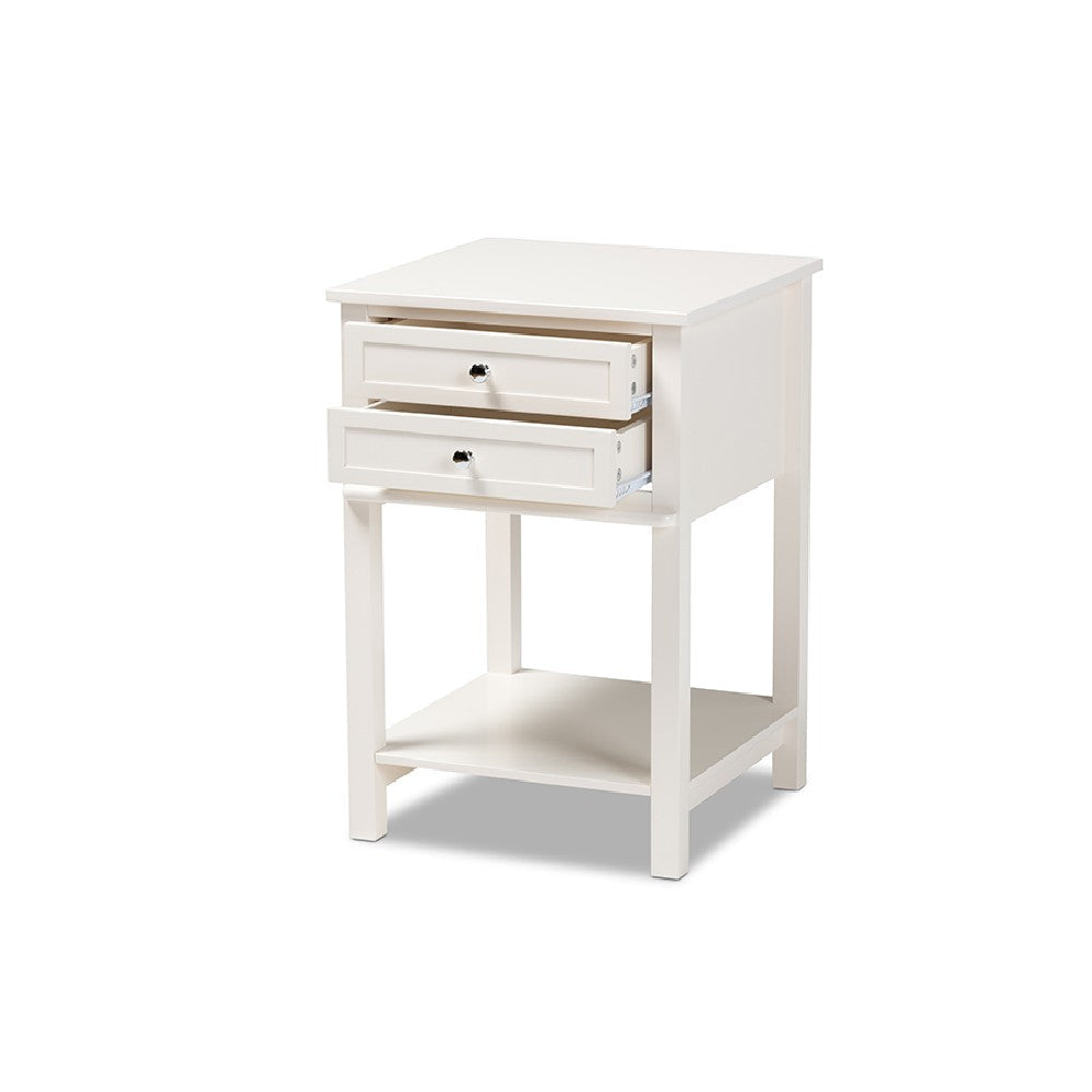 Baxton Studio Willow Modern Transitional White Finished 2-Drawer Wood End Table