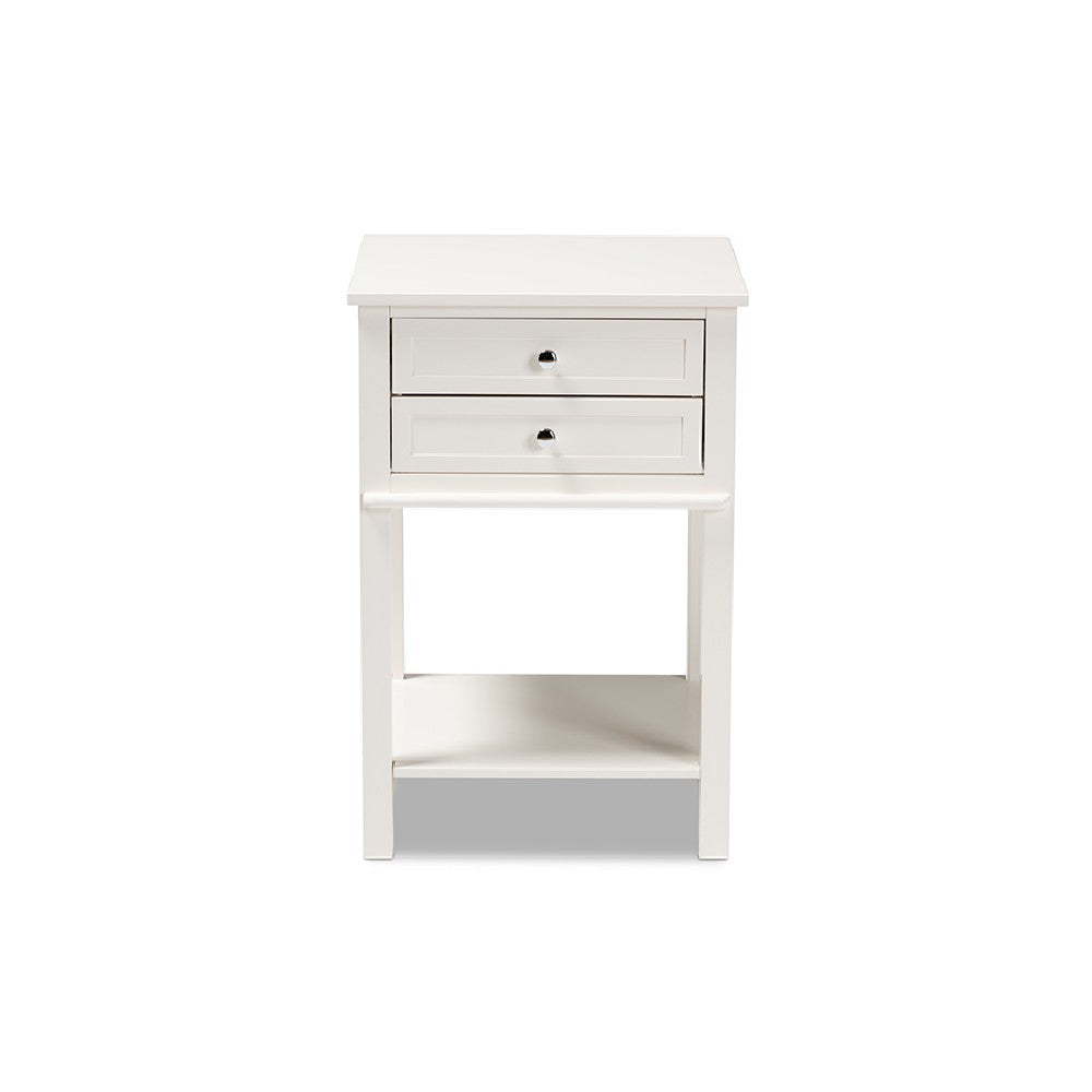 Baxton Studio Willow Modern Transitional White Finished 2-Drawer Wood End Table