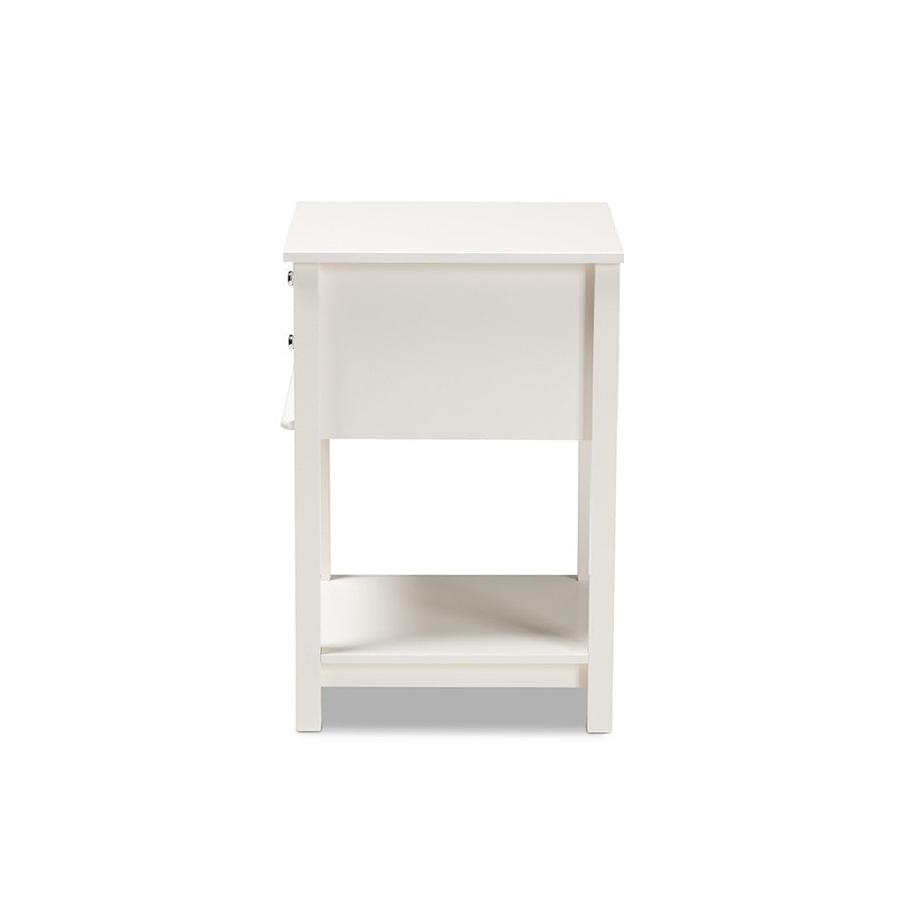 Baxton Studio Willow Modern Transitional White Finished 2-Drawer Wood End Table