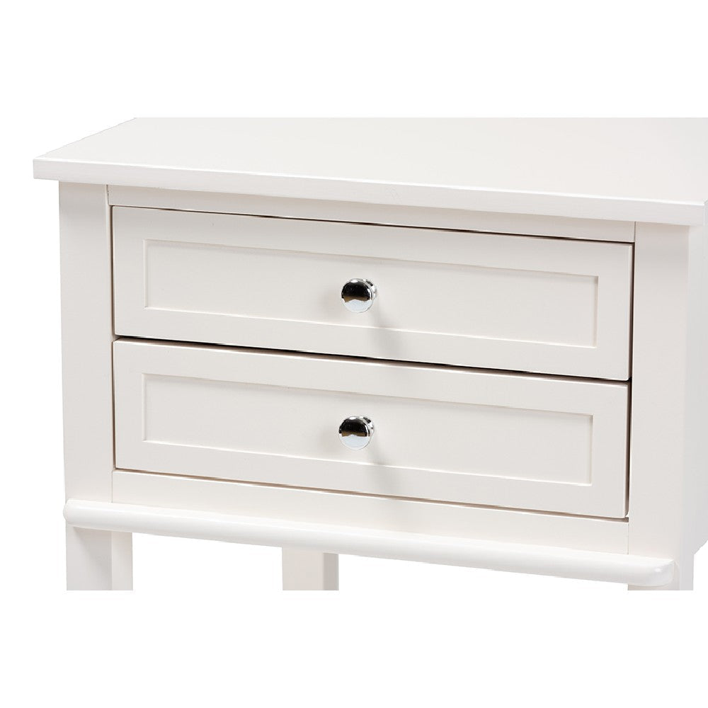 Baxton Studio Willow Modern Transitional White Finished 2-Drawer Wood End Table