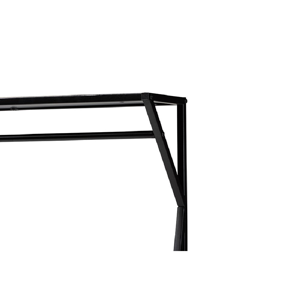 Baxton Studio Laima Vintage Rustic Industrial Distressed Wood and Black Metal Finished Entryway Coat Hanger